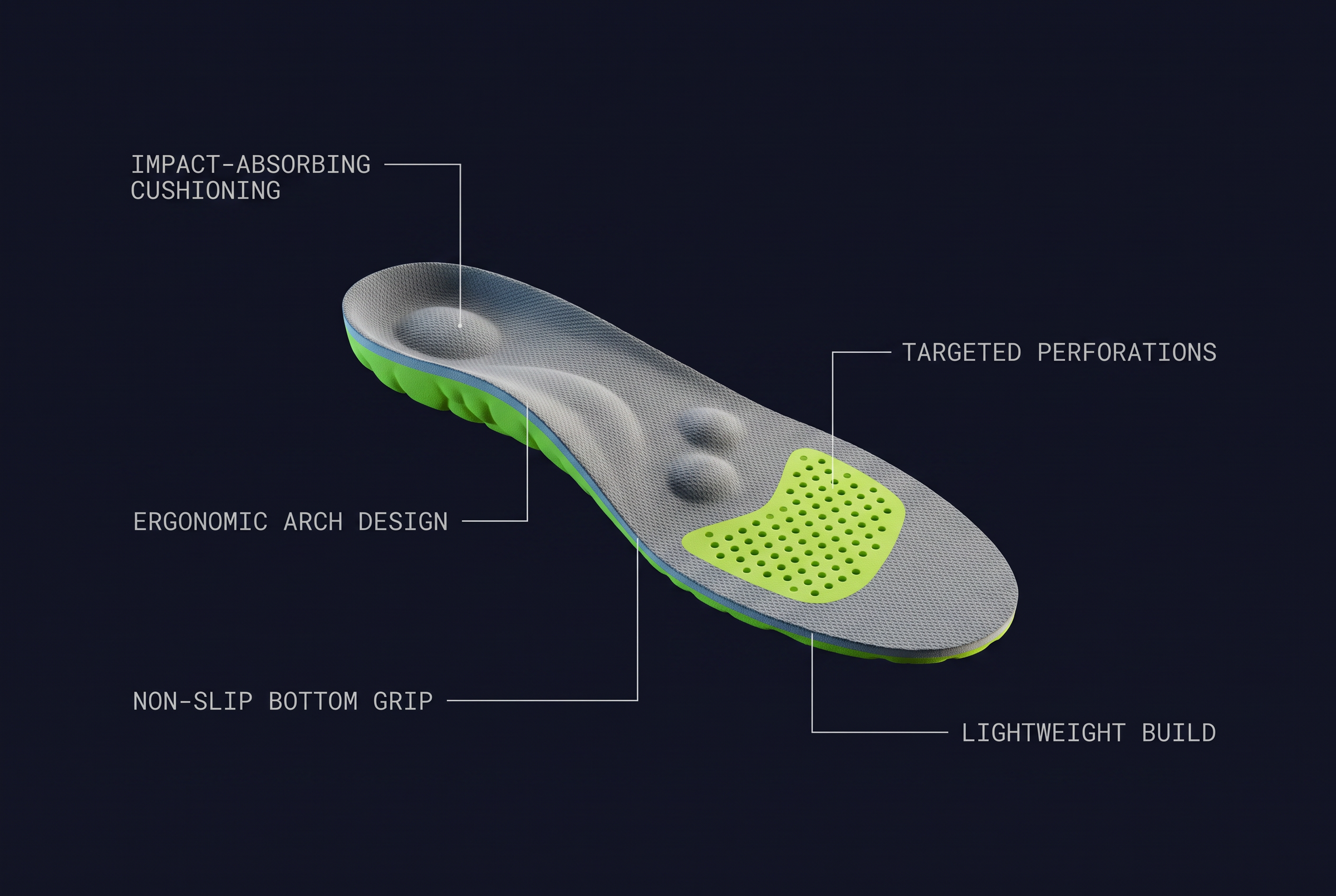Insole anatomy with labelled parts